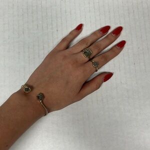 Kendra Scott gold & silver tone druzy stackable bracelet & ring set - size 6